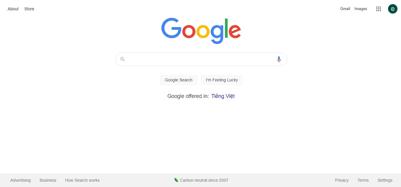 Khoảng trắng trang Google