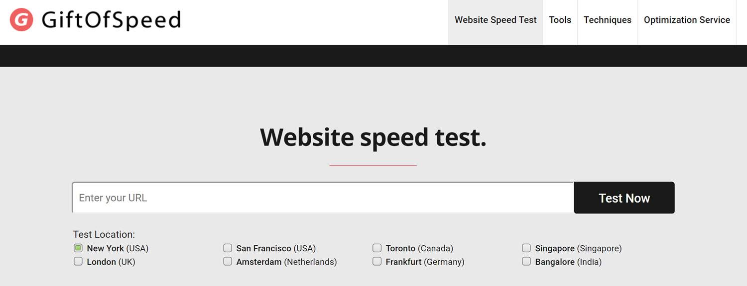 Gift Of Speed là công cụ trực tuyến kiểm tra tốc độ web tốt nhất