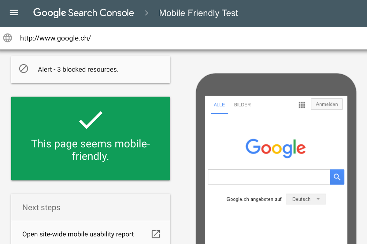 Công cụ kiểm tra mức độ thân thiện của website với thiết bị di động Google's Mobile Friendly Test