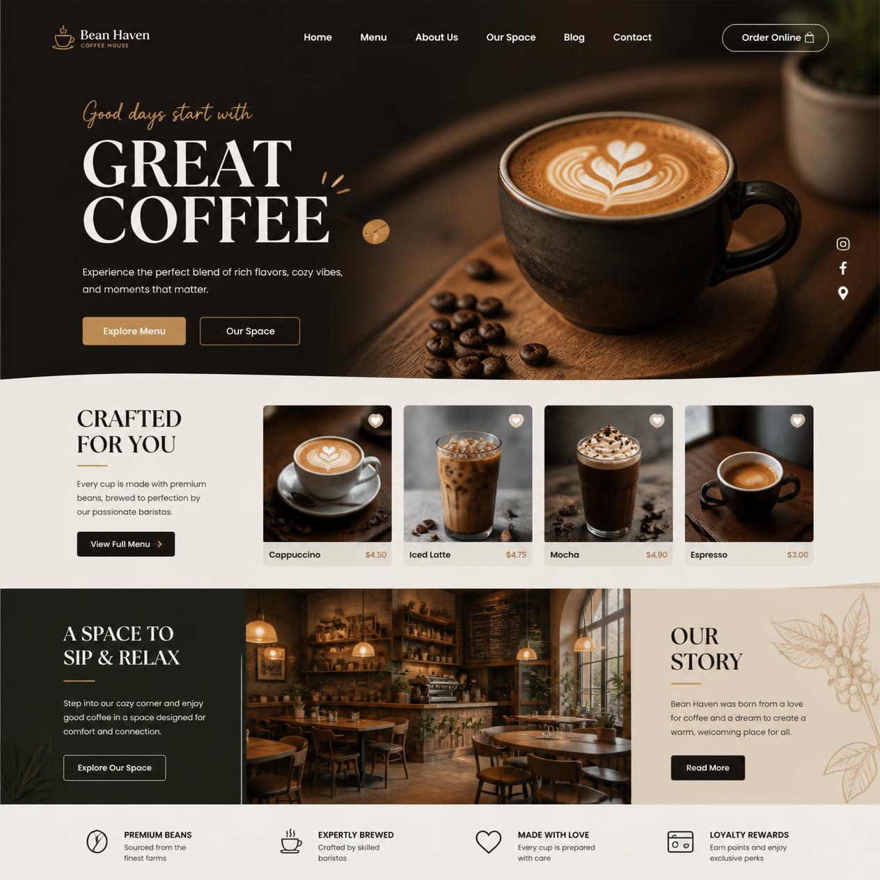 Thiết Kế Website Qu&aacute;n C&agrave; Ph&ecirc;